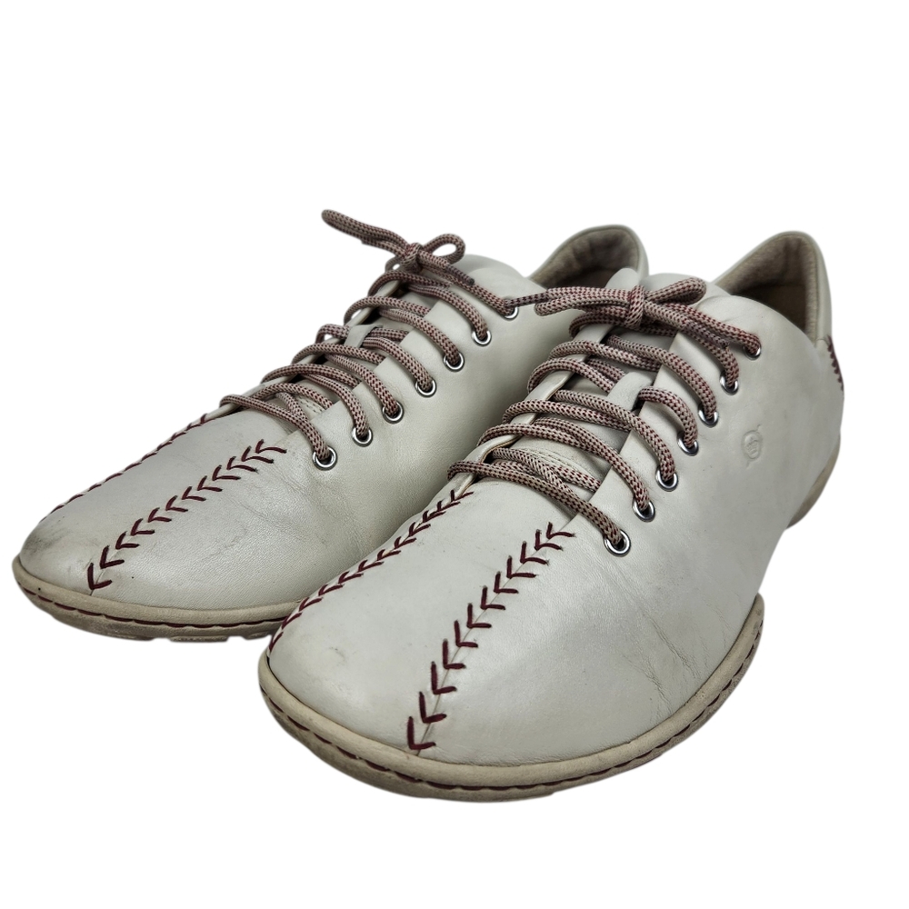 Born Durand Cream Red Baseball Laces Leather Bowling Oxford Lace Up Mens Size 14